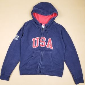 VTG 00's Team USA Olympic Embroidered Logo Zip Up Hoodie